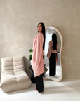 Aliza Pink Lace Trim Asymmetrical Cape Modest Top