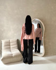 Aliza Pink Lace Trim Asymmetrical Cape Modest Top