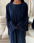 Layana Navy Gold Sparkle 2pcs Abaya & Slip Dress