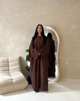 Layana Brown Gold Sparkle 2pcs Abaya & Slip Dress