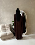 Layana Brown Gold Sparkle 2pcs Abaya & Slip Dress