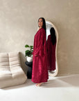 Nadia Wine Floral Print Modest Abaya Jacket