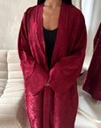 Nadia Wine Floral Print Modest Abaya Jacket