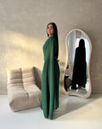 Sisi Emerald Green Pearl Detail Cape Sleeve Tie Back Dress