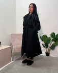 Blair Black Thick Belted Trench Jacket