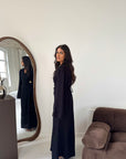 Daniyah Black Side Wrap Buckle Collar Elegant Dress