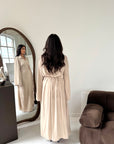 Daniyah Beige Side Wrap Buckle Collar Elegant Dress