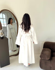 Daniyah White Plain Waist Tie Summer Collar Shirt Dress