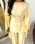 Daniyah Yellow Cape Tie Back Top Trouser Co Ord Set