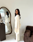 Daniyah Cream Cape Tie Back Top Trouser Co Ord Set