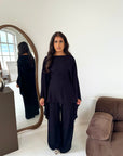 Daniyah Black Cape Tie Back Top Trouser Co Ord Set
