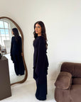 Daniyah Black Cape Tie Back Top Trouser Co Ord Set