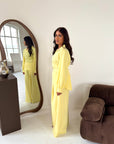 Daniyah Yellow Plain Collar Neck Tie Back Trouser Co Ord Set