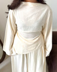 Daniyah Cream Asymmetrical Tie Back Top Trouser Co Ord Set
