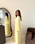 Daniyah Yellow Asymmetrical Tie Back Top Trouser Co Ord Set