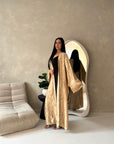Nadia Beige Floral Print Modest Abaya Jacket