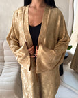 Nadia Beige Floral Print Modest Abaya Jacket