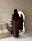 Nadia Brown Floral Print Modest Abaya Jacket