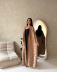 Nadia Mocha Floral Print Modest Abaya Jacket