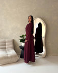 Raia Wine Pearl Detail Modest Skirt Co Ord