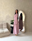 Elani Pink Button Detail Plain Smock Dress
