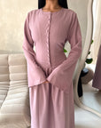 Elani Pink Button Detail Plain Smock Dress