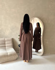 Elani Brown Button Detail Plain Smock Dress