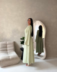 Elani Mint Button Detail Plain Smock Dress