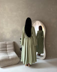 Elani Mint Button Detail Plain Smock Dress