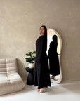 Elani Black Button Detail Plain Smock Dress