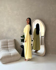 Sherin Yellow Pearl Detail Modest Dress