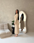 Hana Beige Floral Lace Detail Modest Dress