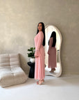 Hana Pink Floral Lace Detail Modest Dress