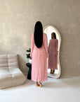 Hana Pink Floral Lace Detail Modest Dress
