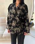 Anita Black & Cream Floral Embroidery Linen Co-ord Set