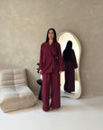 Anita Wine Floral Embroidery Linen Co-ord Set