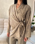 Anita Mocha & Cream Floral Embroidery Linen Co-ord Set