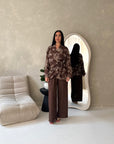Anita Chocolate & Cream Floral Embroidery Linen Co-ord Set
