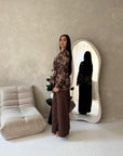 Anita Chocolate & Cream Floral Embroidery Linen Co-ord Set
