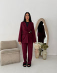 Mara Wine Tailored Gold buckle Blazer Co Ord Set