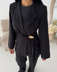 Mara Black Tailored Gold buckle Blazer Co Ord Set
