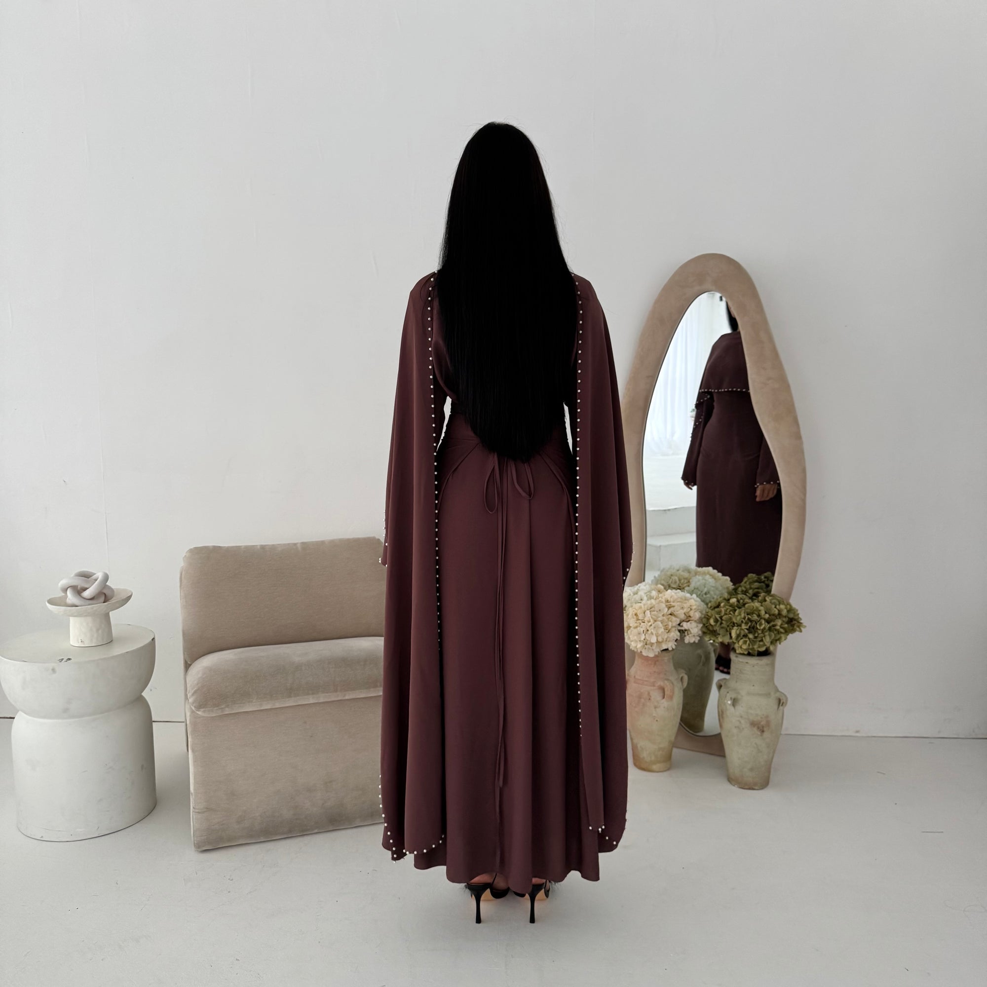 Sherin Berry Pearl Detail Modest Dress