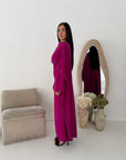 Sherin Magenta Pearl Detail Modest Dress