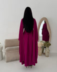 Sherin Magenta Pearl Detail Modest Dress