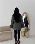 Shaynia Charcoal Short Belted Extreme Fur Coat
