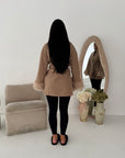 Shaynia Camel Short Belted Extreme Fur Coat