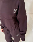 Somaya Brown H Embroidered Logo Wide Leg Jogger