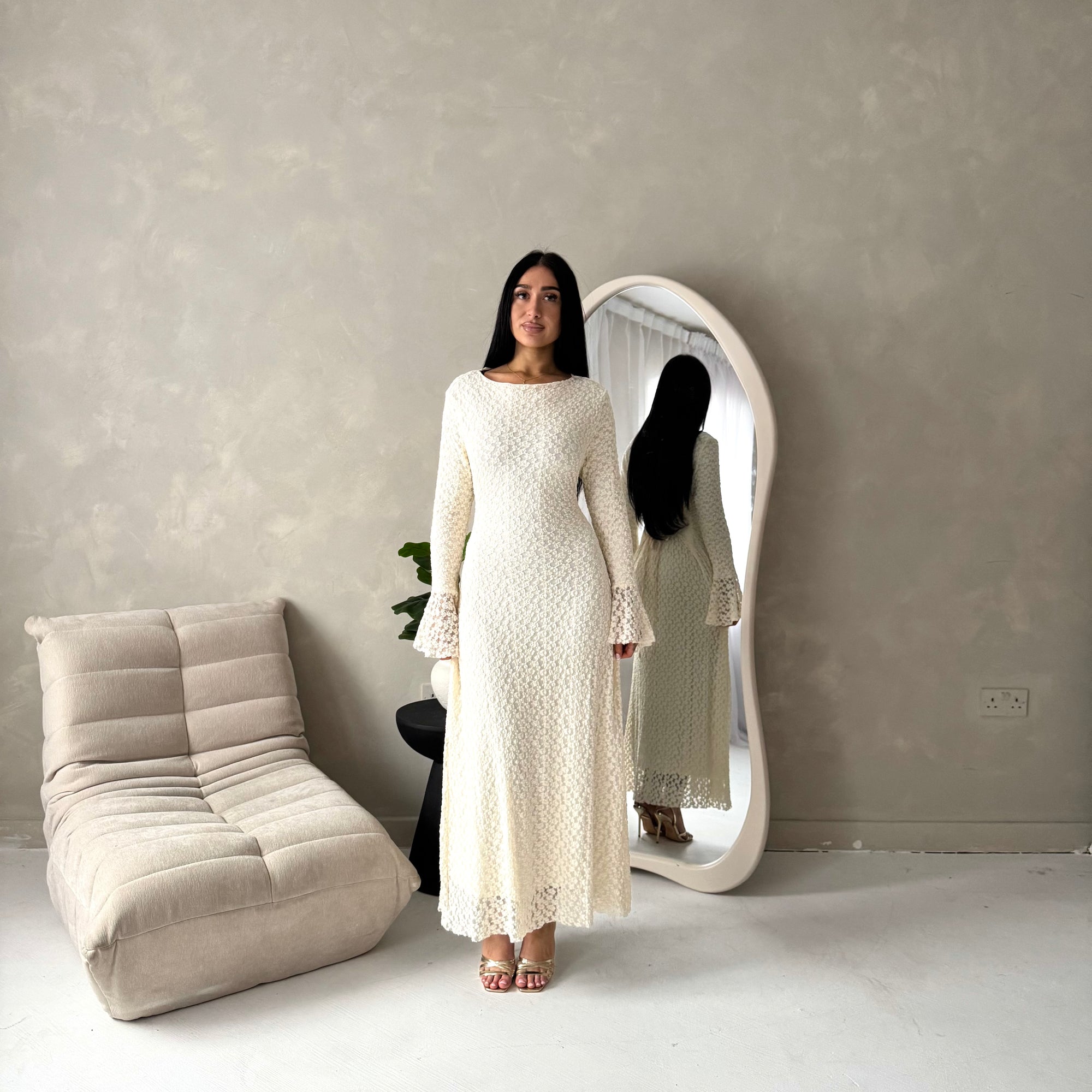 Hana Cream Floral Lace Detail Modest Dress House Of Haniya Hana Cream Floral Lace Detail Modest Dress House Of Haniya