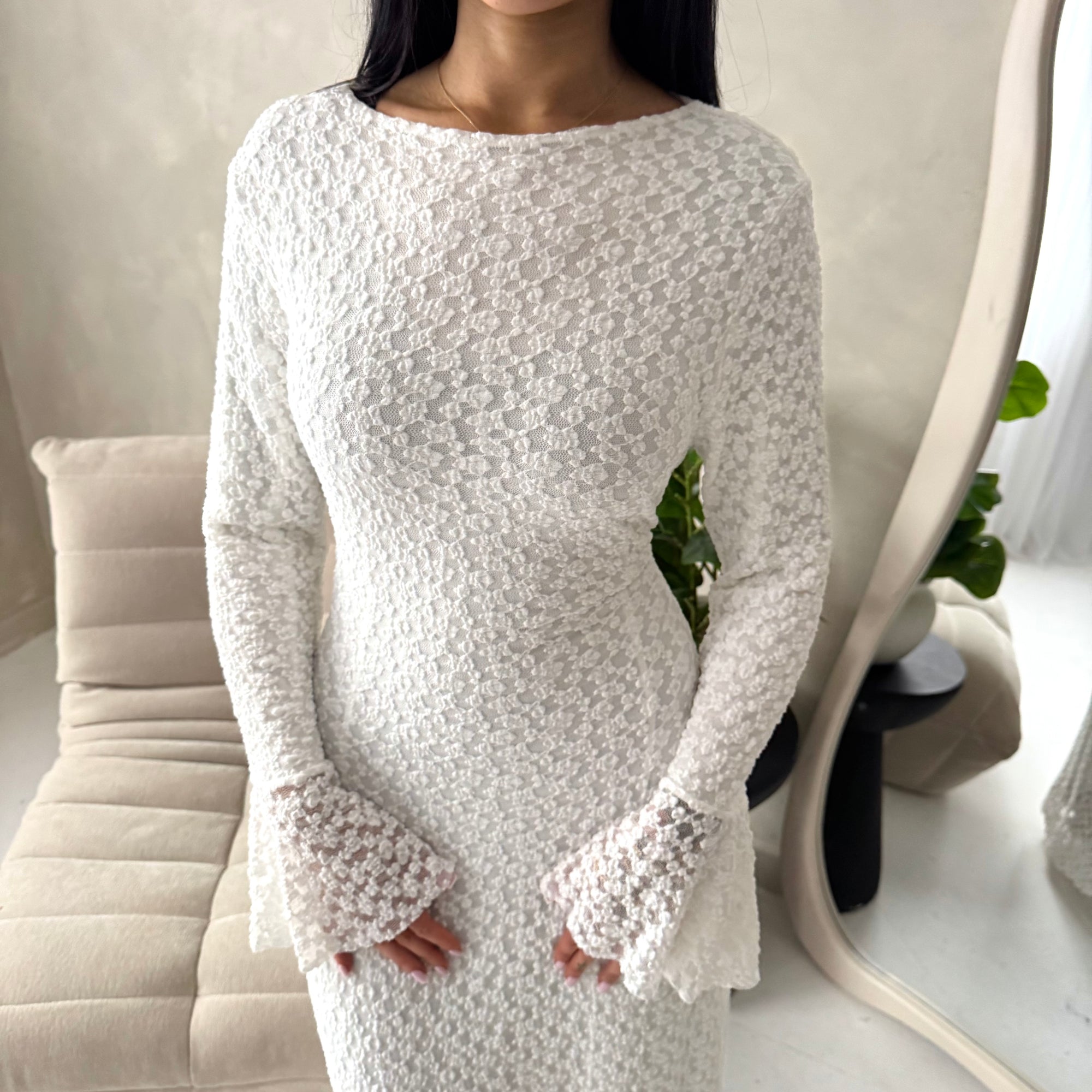 Hana White Floral Lace Detail Modest Dress House Of Haniya Hana White Floral Lace Detail Modest Dress House Of Haniya