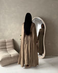 Leta Mocha Pearl Choker Neck Modest Cape Dress